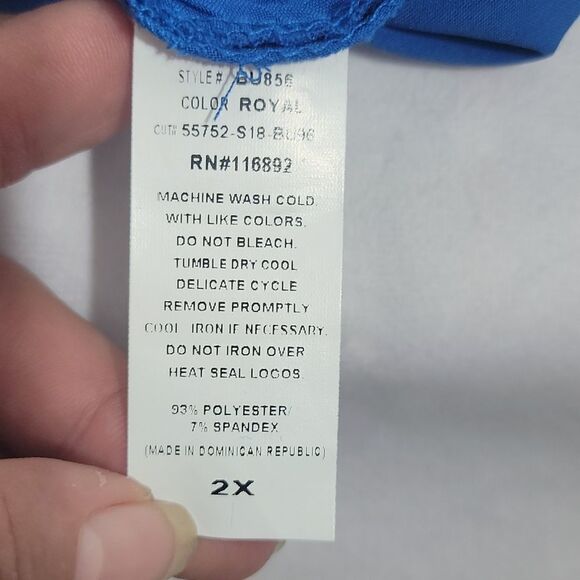 Womens Easy Stretch By Butter Soft Scrub Top Royal Blue Plus Size 2X - Picture 6 of 6